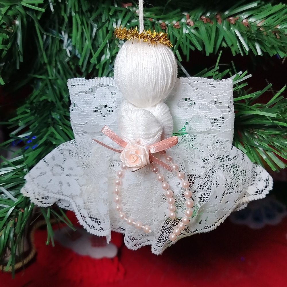Angel Christmas Ornament made out of Lace